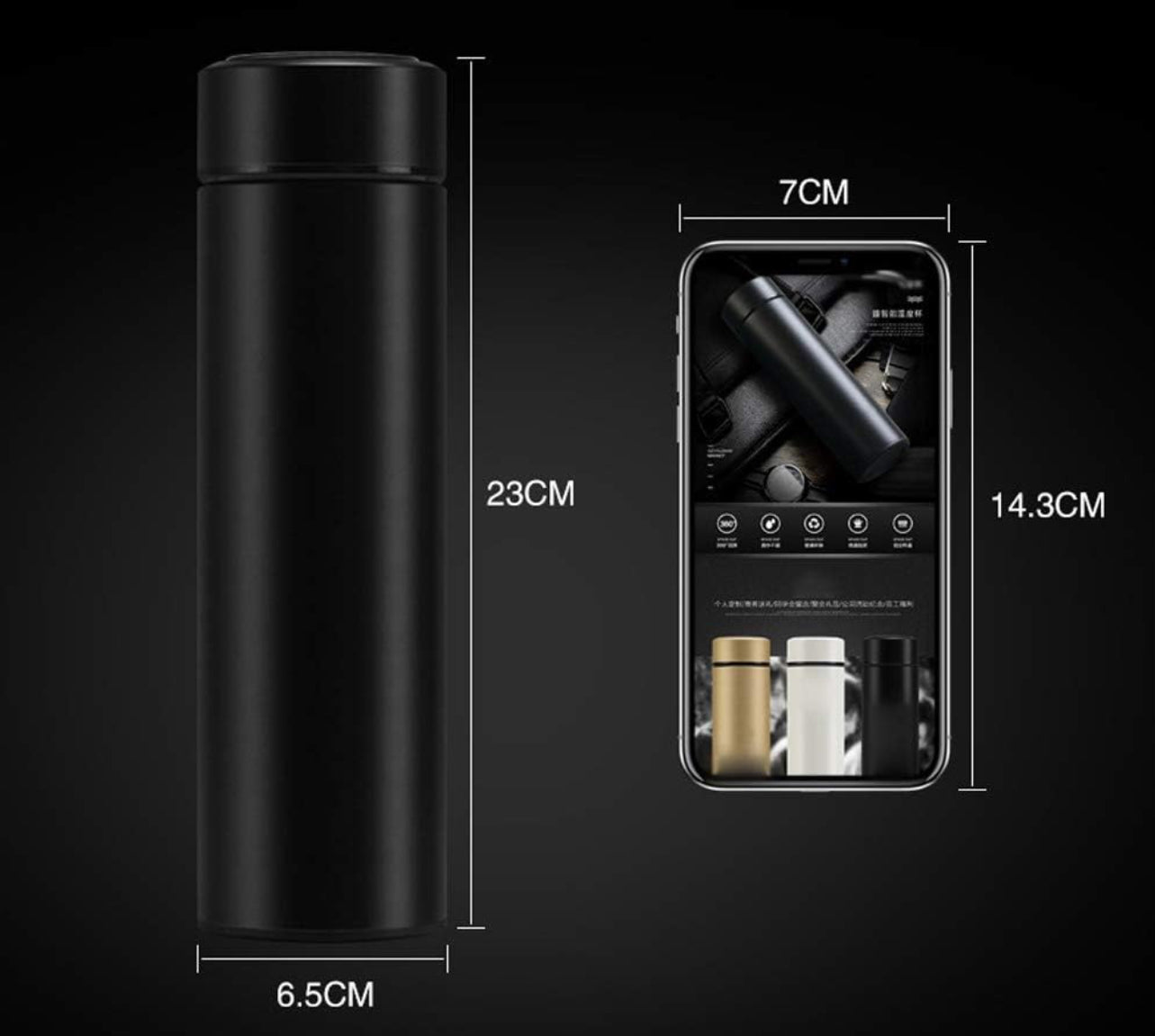 Tesla Digital Water Bottle, Leak-proof,Water Bottles, Stainless Steel Vacuum Insulated Bottle.