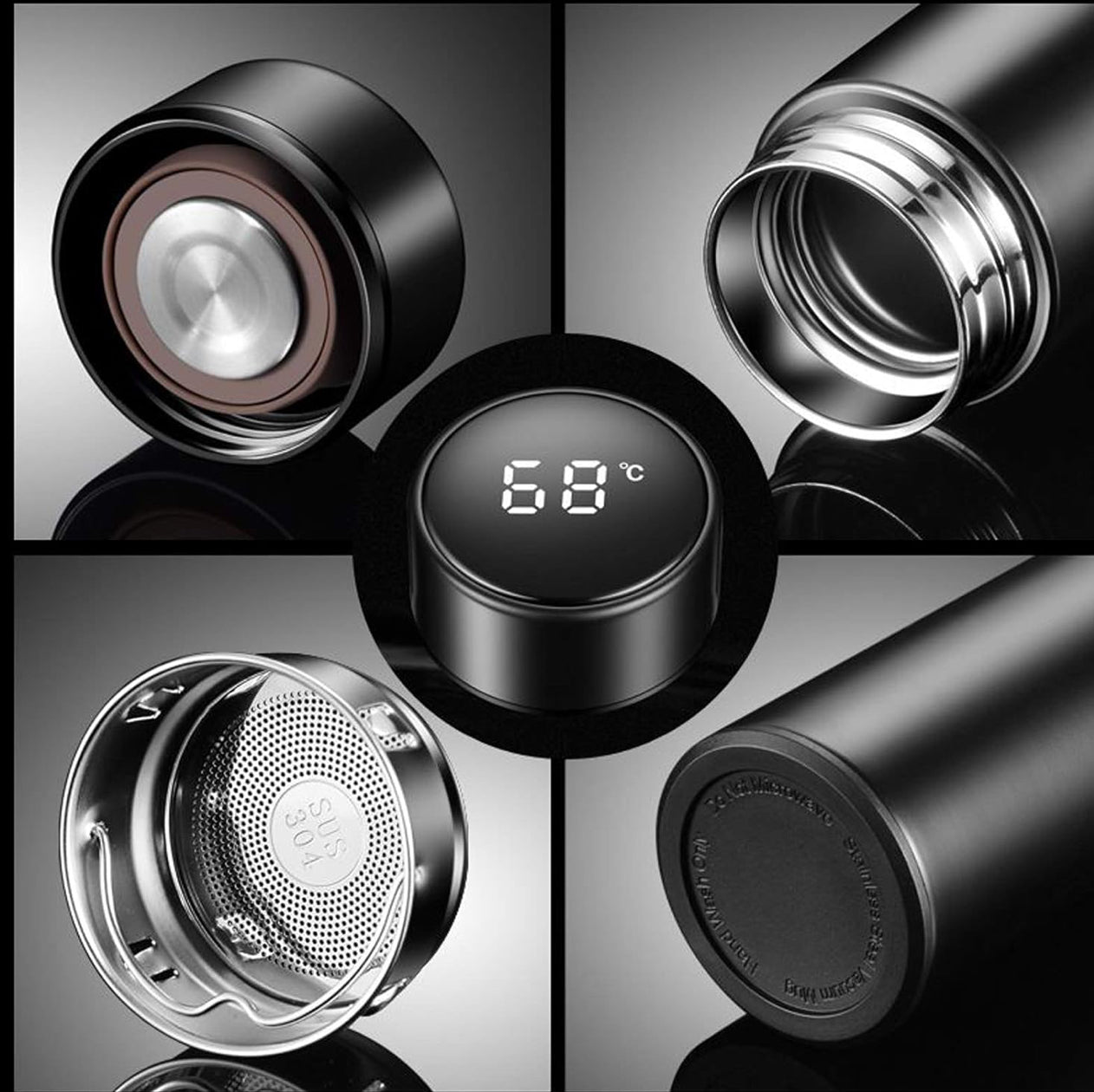 Tesla Digital Water Bottle, Leak-proof,Water Bottles, Stainless Steel Vacuum Insulated Bottle.