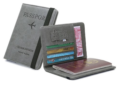 Pu Leather Strap Passport Bag RFID Passport Holder Protective Cover Travel Wallet Card Bag Ticket Holder Pass Cover