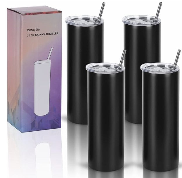 20 Oz Straight Skinny Tumblers, Individually Gift Boxed Stainless Steel Slim Skinny Tumbler Set Bulk, 20 Oz Insulated Slim Thin Travel Tumbler Cup for Diy,