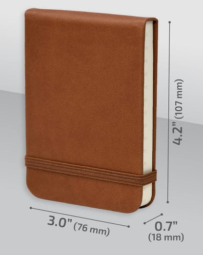 Personalized Tiny Notebook 3x4 Small Notepad Pocket Size, A7 Leather Hardcover Mini Notebook, Tear Off Sheet Tiny Notepad with Elastic Band