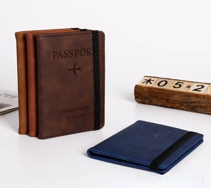 Pu Leather Strap Passport Bag RFID Passport Holder Protective Cover Travel Wallet Card Bag Ticket Holder Pass Cover