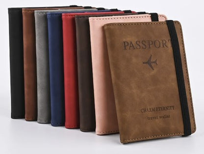 Pu Leather Strap Passport Bag RFID Passport Holder Protective Cover Travel Wallet Card Bag Ticket Holder Pass Cover