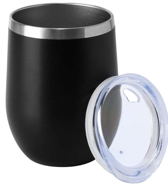 12oz Wine Tumbler with Lid Stemless Wine Glasses Double Wall Vacuum Travel Mugs stainless steel Coffee Cup for Cold & Hot Drinks Wine Coffee Cocktails Beer