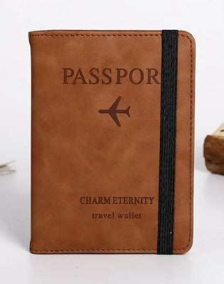 Pu Leather Strap Passport Bag RFID Passport Holder Protective Cover Travel Wallet Card Bag Ticket Holder Pass Cover