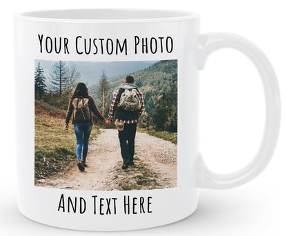 Personalized Coffee Mug, Custom Picture Text or Logo Ceramic Mug, Customized Gift for Men & Women, Taza Personalizada with Photo and Words, Customizable 11 Oz Tea Cup | White