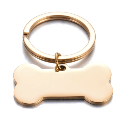 Stainless Steel Blank Dog Bone Tag Keychain Charm Personalized One side or Two sides multiple colors.