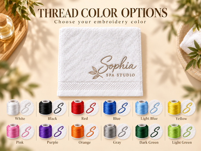 Twelve embroidery thread colors available for personalized washcloth
