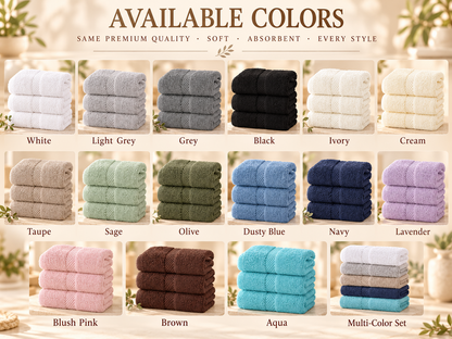 Washcloth color chart featuring fifteen individual color options and multi-color display reference