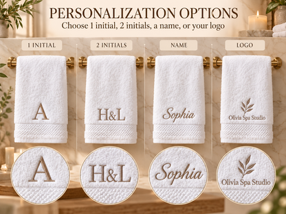 Embroidery design choices one initial two initials custom name and custom logo