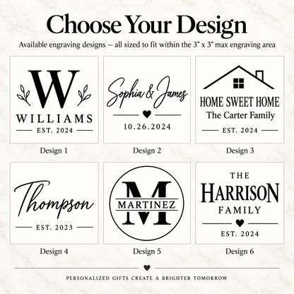 Six engraving designs numbered 1 through 6