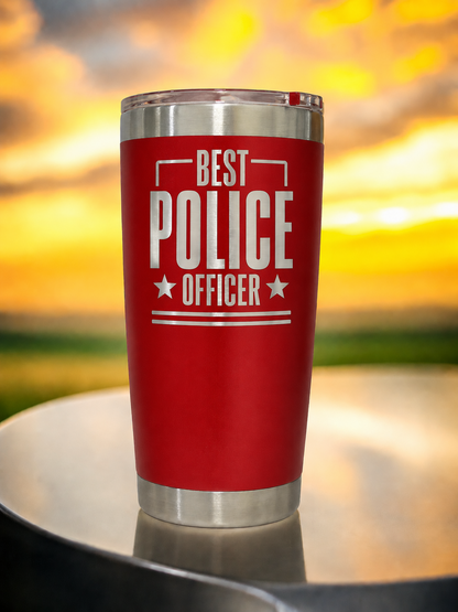 Red Best Police Officer engraved tumbler