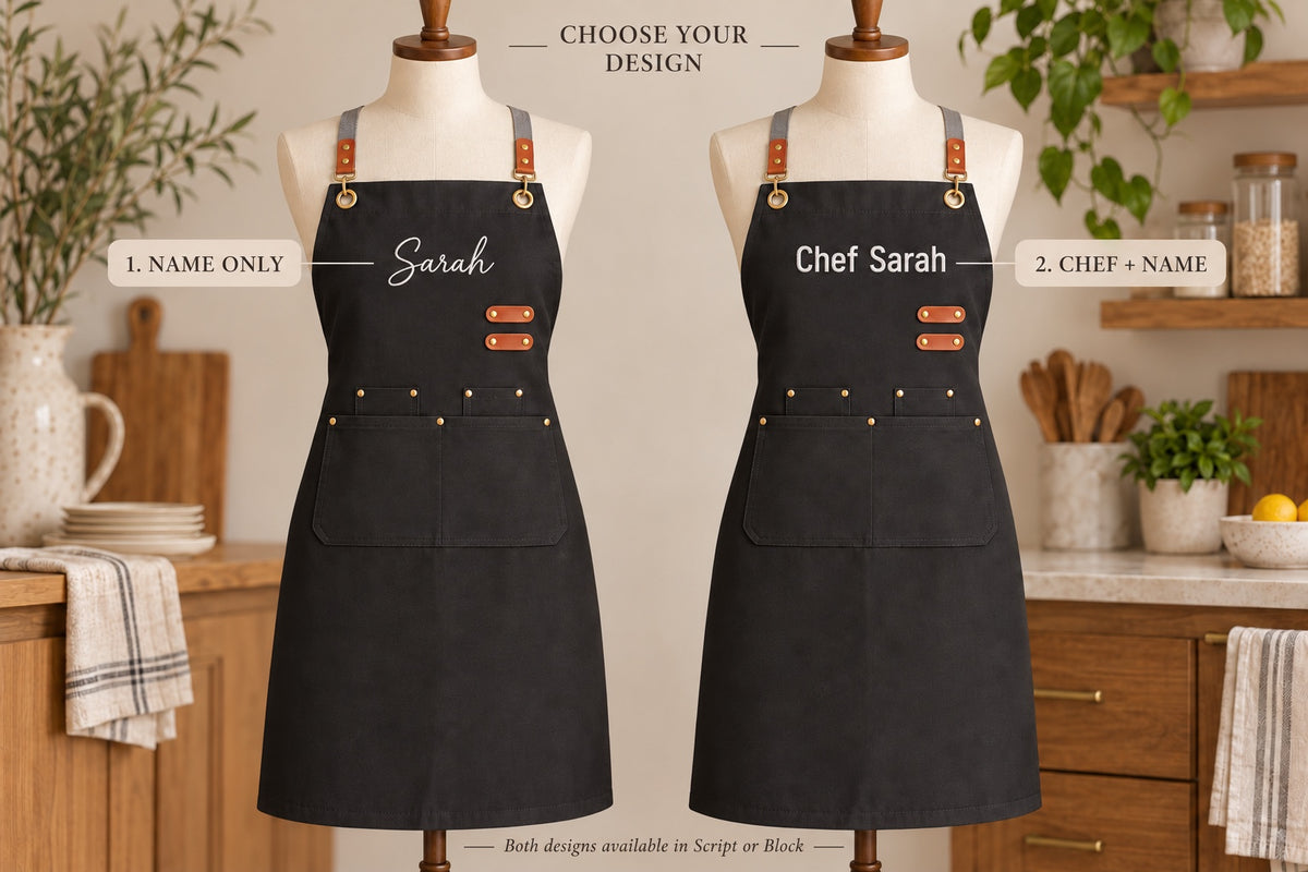 Choose name only or chef plus name embroidery design
