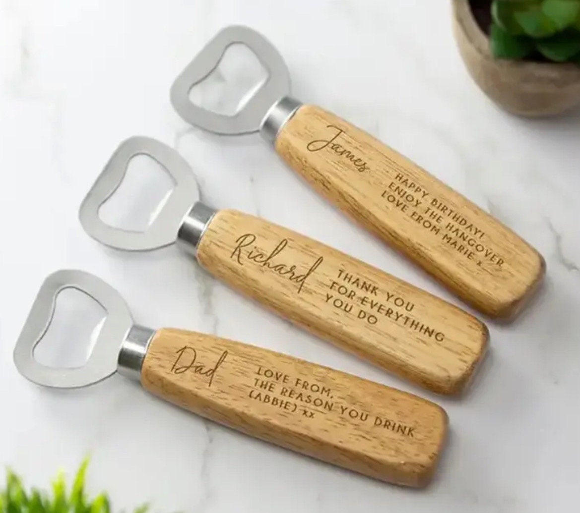 Personalized Wooden Bottle Opener: Gifts For Dad, The Man Myth Legend