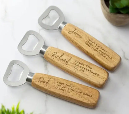 Personalized Wooden Bottle Opener: Gifts For Dad, The Man Myth Legend