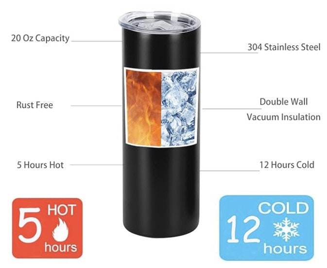 20 Oz Straight Skinny Tumblers, Individually Gift Boxed Stainless Steel Slim Skinny Tumbler Set Bulk, Insulated Slim Thin Travel Tumbler.