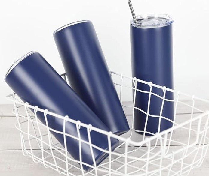 20 Oz Straight Skinny Tumblers, Individually Gift Boxed Stainless Steel Slim Skinny Tumbler Set Bulk, Insulated Slim Thin Travel Tumbler.