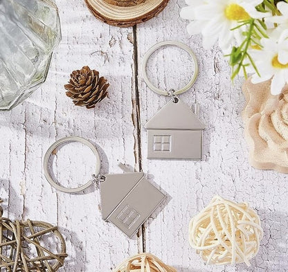 Pair of Personalized House Key Chain House Shaped Pendant Keychains Home Keychain Set Cute House with Window Key Charm Metal Keyring Gift