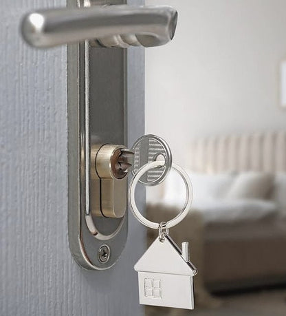 Pair of Personalized House Key Chain House Shaped Pendant Keychains Home Keychain Set Cute House with Window Key Charm Metal Keyring Gift