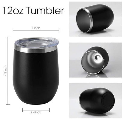 12oz Wine Tumbler with Lid Stemless Wine Glasses Double Wall Vacuum Travel Mugs stainless steel Coffee Cup for Cold & Hot Drinks or Wine.