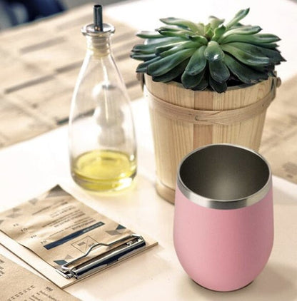 12oz Wine Tumbler with Lid Stemless Wine Glasses Double Wall Vacuum Travel Mugs stainless steel Coffee Cup for Cold & Hot Drinks or Wine.