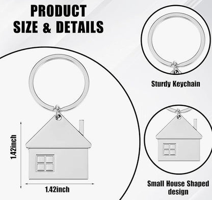 Pair of Personalized House Key Chain House Shaped Pendant Keychains Home Keychain Set Cute House with Window Key Charm Metal Keyring Gift