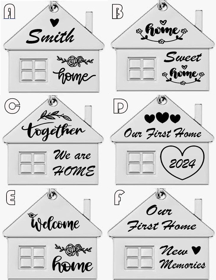 Pair of Personalized House Key Chain House Shaped Pendant Keychains Home Keychain Set Cute House with Window Key Charm Metal Keyring Gift