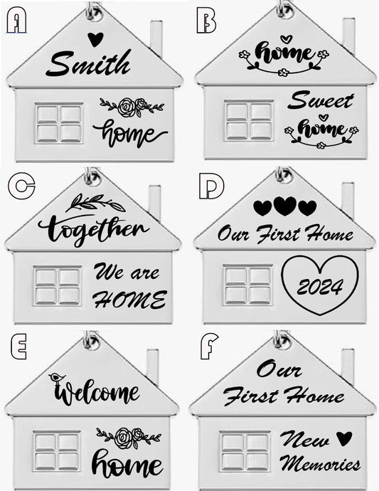 Pair of Personalized House Key Chain House Shaped Pendant Keychains Home Keychain Set Cute House with Window Key Charm Metal Keyring Gift