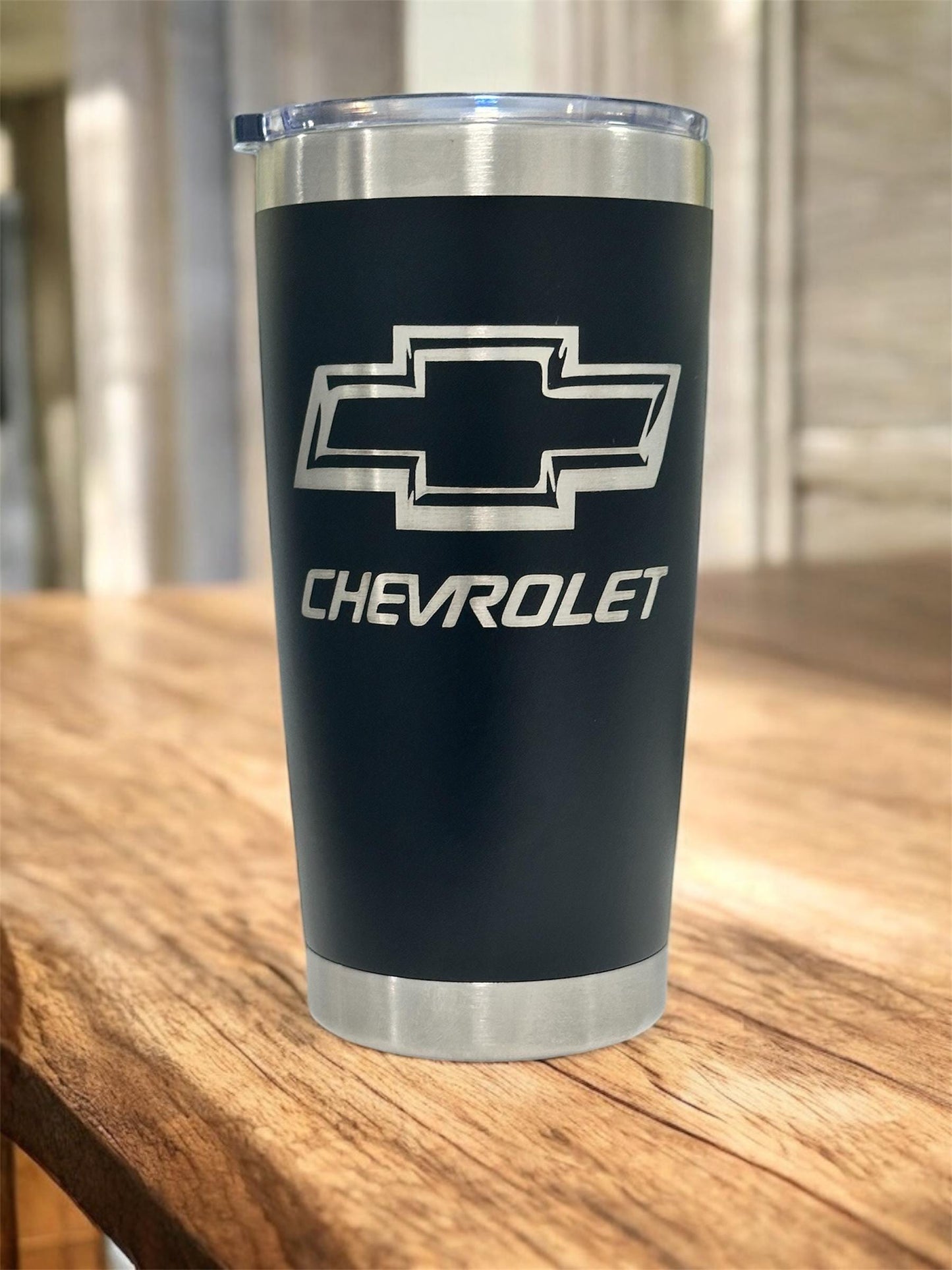 Chevrolet 20oz Stainless Steel Tumbler: Powder Coated, Vacuum Insulated