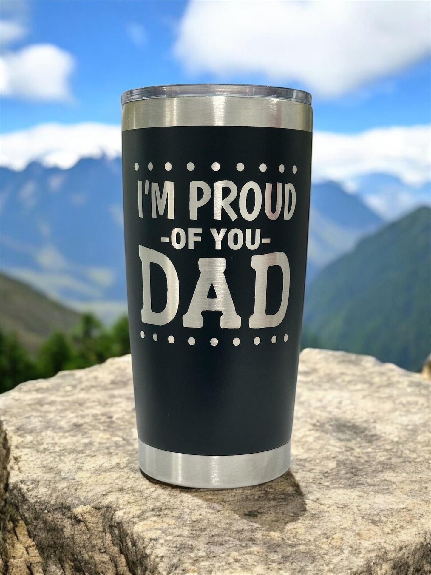 Proud Dad Tumbler. Father's Days Special Gifts. Stainless Steel Tumbler Cup with Lid Double Wall Vacuum Insulated Powder.