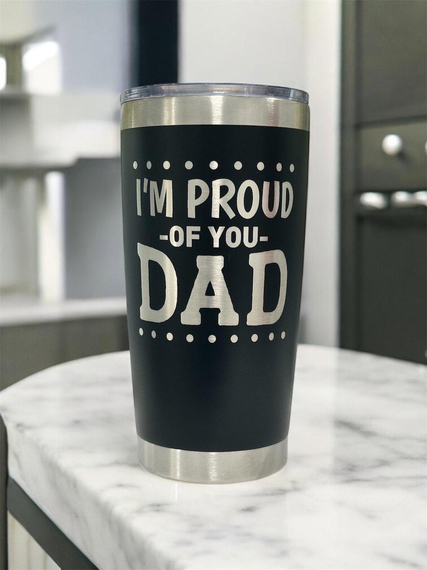Proud Dad Tumbler. Father's Days Special Gifts. Stainless Steel Tumbler Cup with Lid Double Wall Vacuum Insulated Powder.