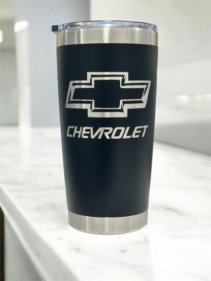 Chevrolet 20oz Stainless Steel Tumbler: Powder Coated, Vacuum Insulated