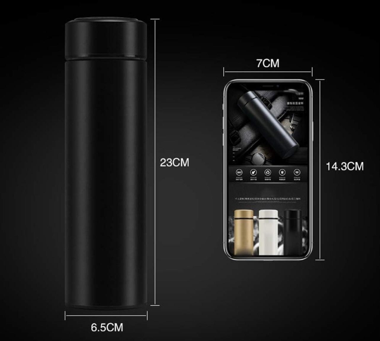 Tesla Stainless Steel Bottle with digital Tempeture Reader. Stainless Steel Tumbler for Hot and Cold Drinks.