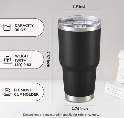 Ford 30 oz Tumbler: Powder Coated Stainless Steel, Vacuum Insulated