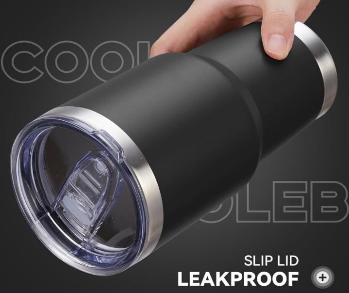 Ford 30 oz Tumbler: Powder Coated Stainless Steel, Vacuum Insulated