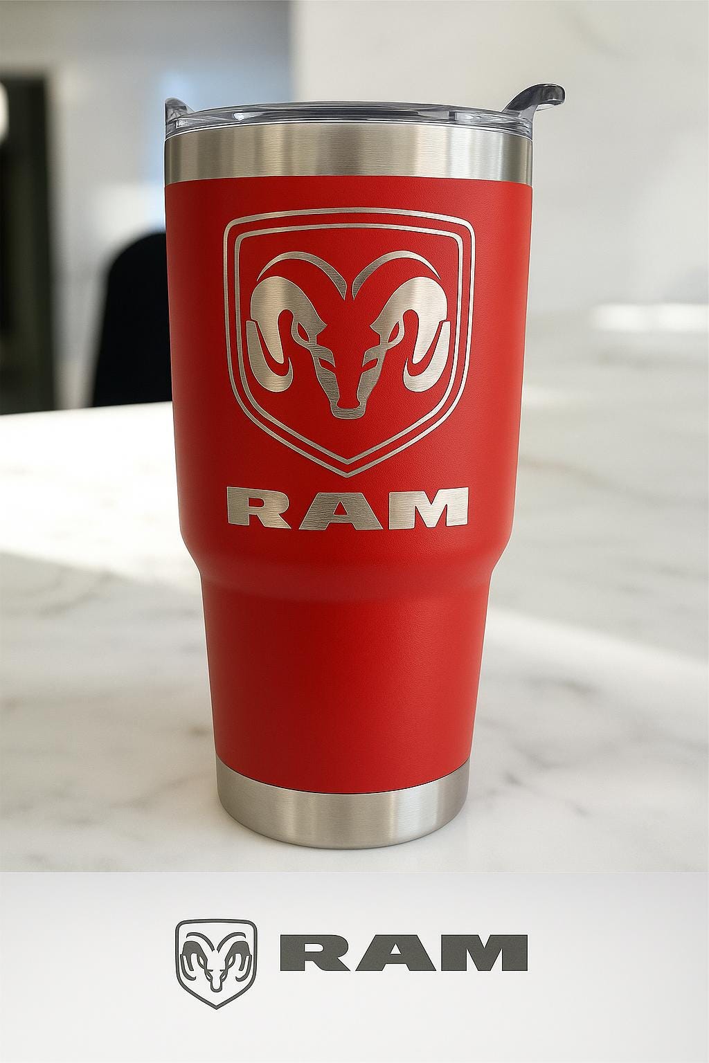 RAM Truck 30oz Tumbler: Stainless Steel, Double Wall Insulated