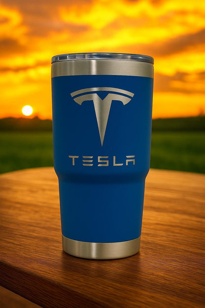 30 oz TESLA Tumbler Cup. Stainless Steel Tumbler with Lid Double Wall Vacuum Insulated Powder Coated Cup for Hot and Cold Drinks.