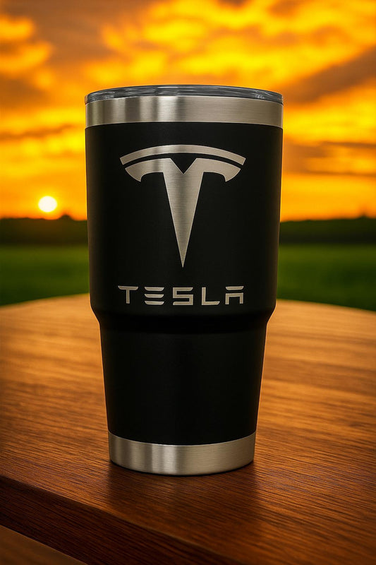 30 oz TESLA Tumbler Cup. Stainless Steel Tumbler with Lid Double Wall Vacuum Insulated Powder Coated Cup for Hot and Cold Drinks.