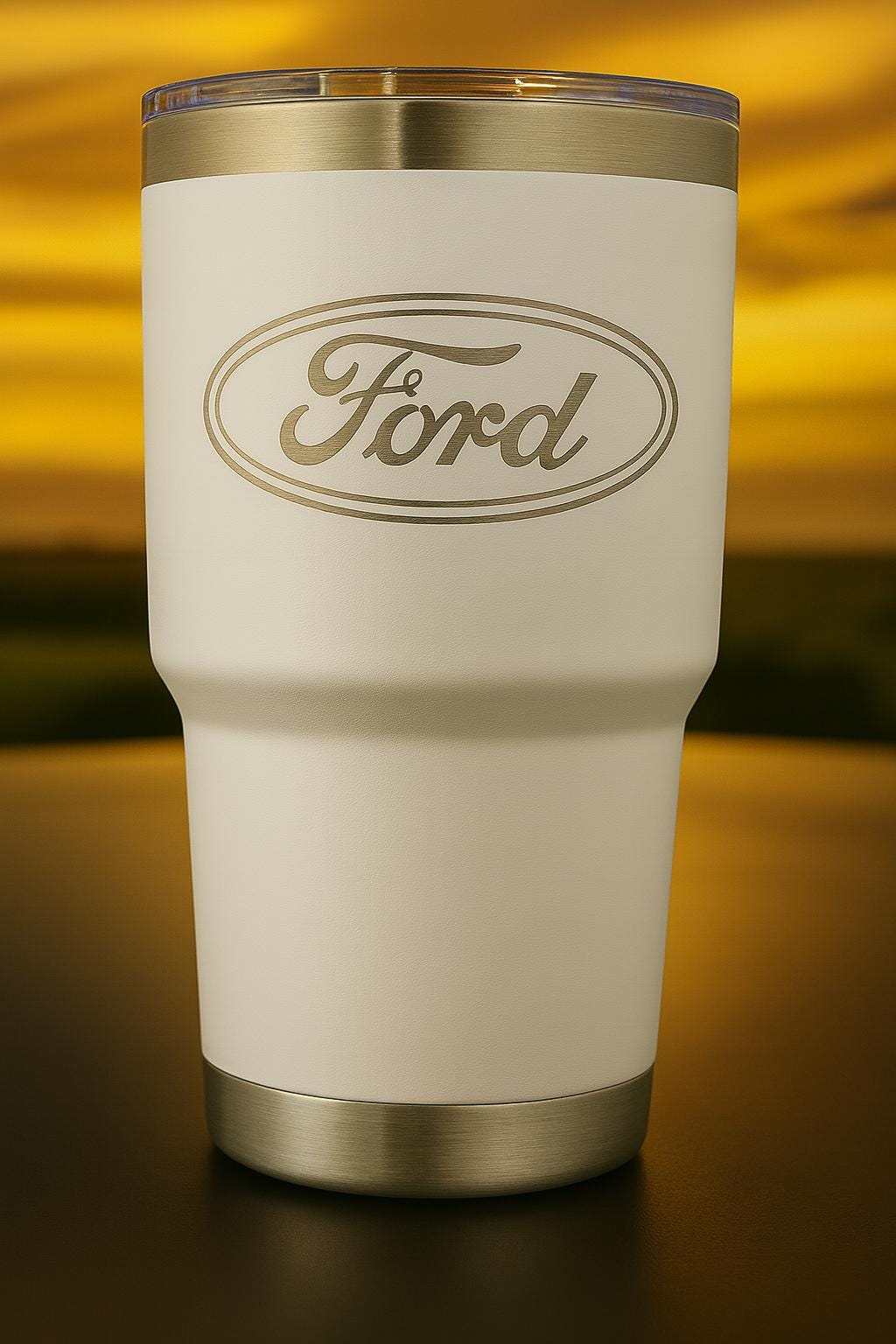 Ford 30 oz Tumbler: Powder Coated Stainless Steel, Vacuum Insulated