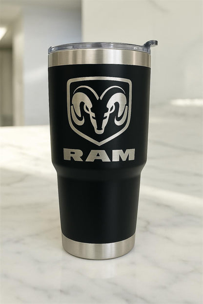RAM Truck 30oz Tumbler: Stainless Steel, Double Wall Insulated