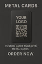 Custom Business Cards. Personalized Black Metal Business Cards, Corporate Business Cards.