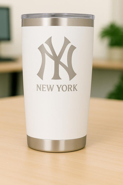 New York Yankees Tumbler: 20 oz Stainless Steel, Vacuum Insulated