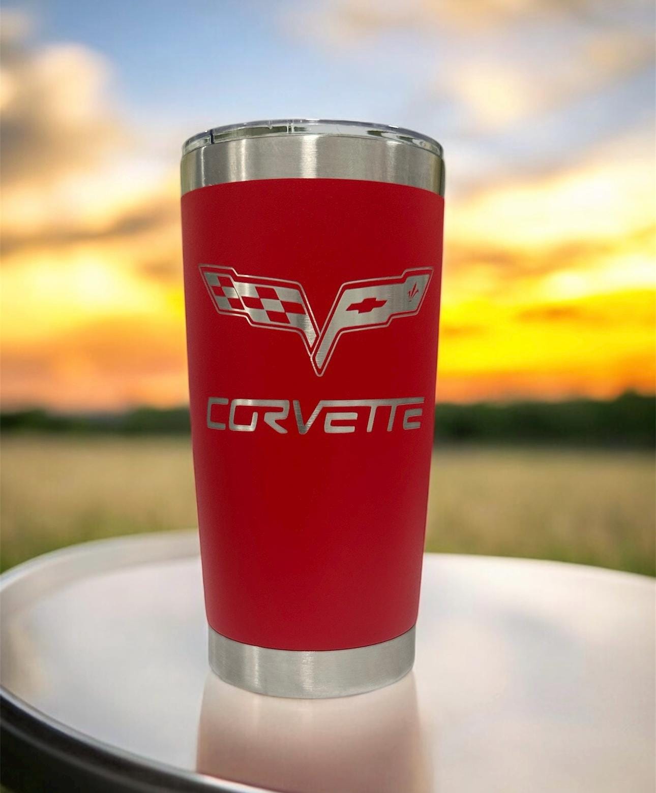 Chevy Corvette Tumbler: 20 oz Stainless Steel, Double Wall Insulated