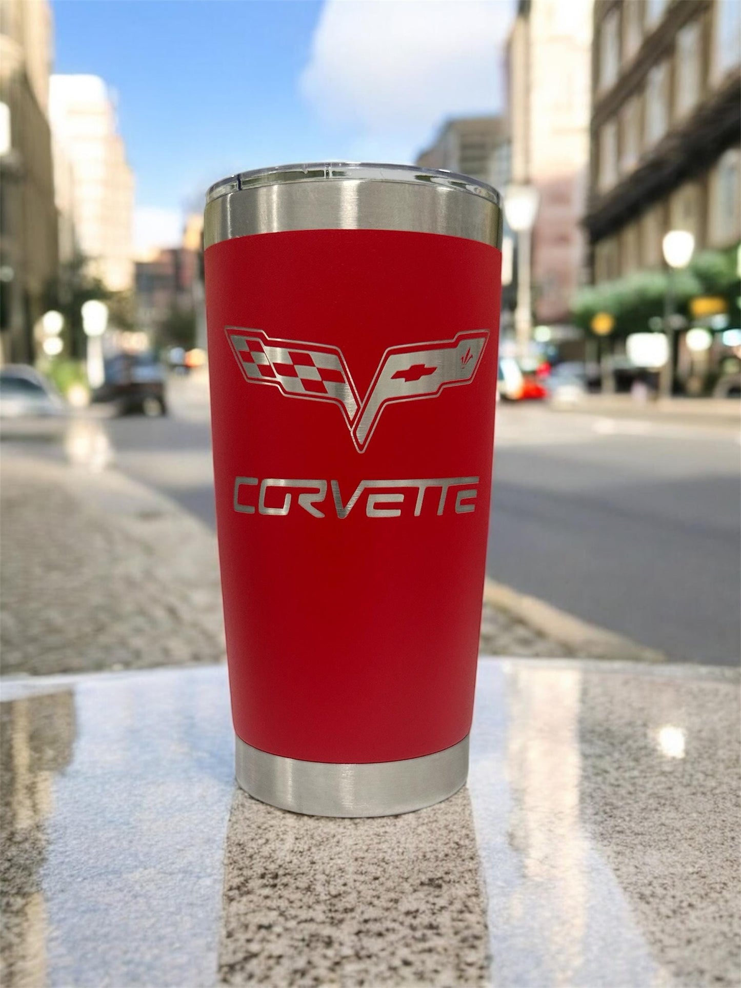 Chevy Corvette Tumbler: 20 oz Stainless Steel, Double Wall Insulated