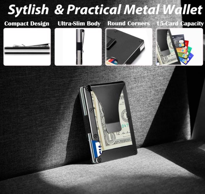 Engraved Metal RFID Wallet: Slim Minimalist Design. Turning Point.