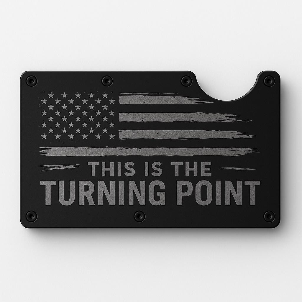 Engraved Metal RFID Wallet: Slim Minimalist Design. Turning Point.