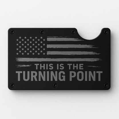 Engraved Metal RFID Wallet: Slim Minimalist Design. Turning Point.