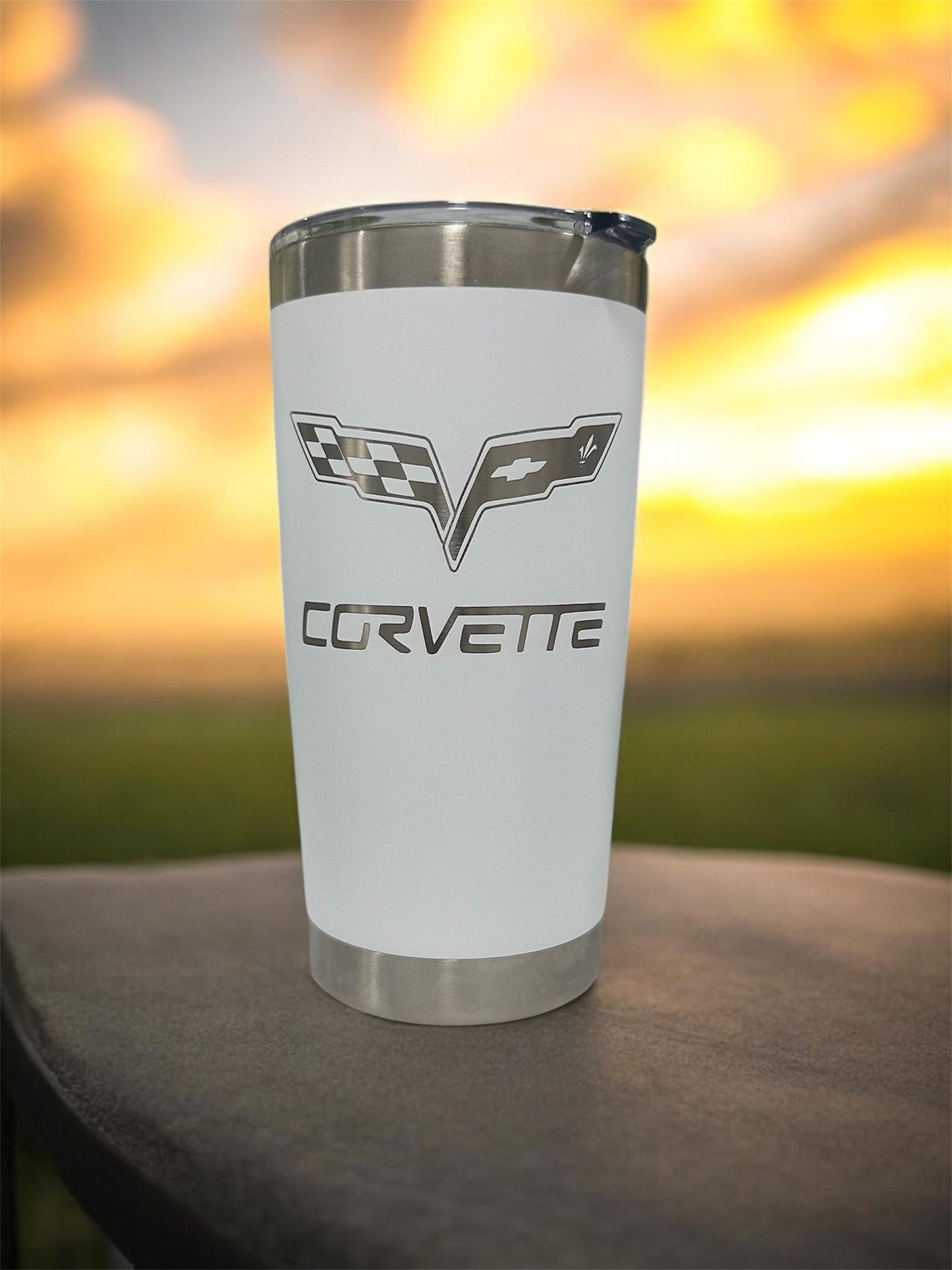 Chevy Corvette Tumbler: 20 oz Stainless Steel, Double Wall Insulated