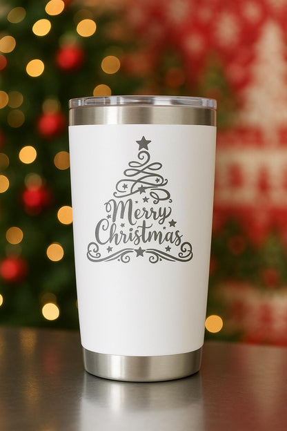 Merry Christmas Tumbler: 20 oz Stainless Steel, Double Wall Insulated